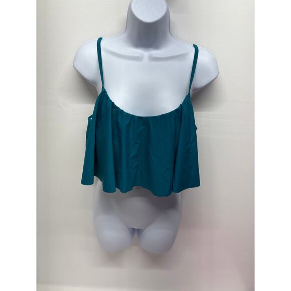 Cupshe women’s Size Large teal flowy swim top, bikini tops. NWT. - Picture 1 of 7